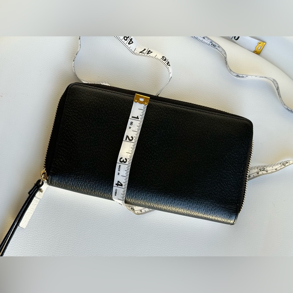 Kate Spade NY Women's Wristlet Wallet Clutch Zip Closure Black Off White Leather - Picture 11 of 15